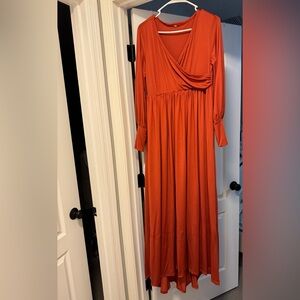 Burnt orange maternity flowy dress. Size small.